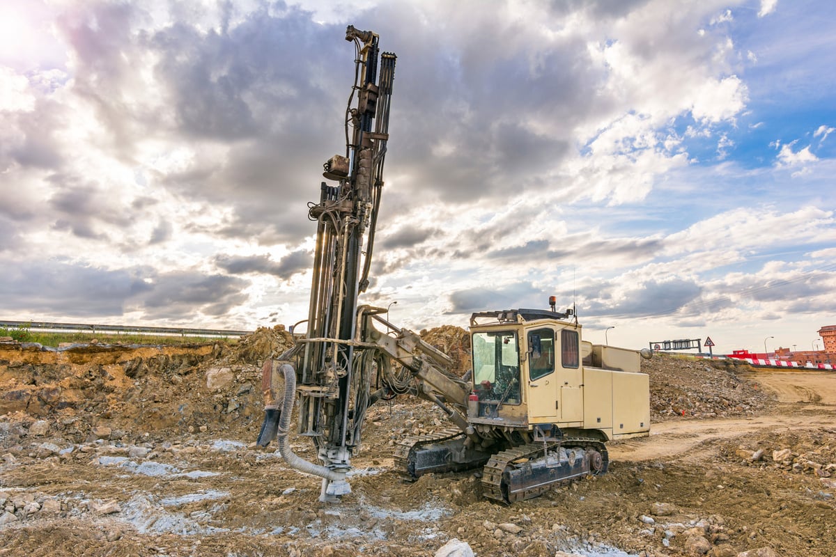 Professional drilling rig doing a geotechnical study of the terrain